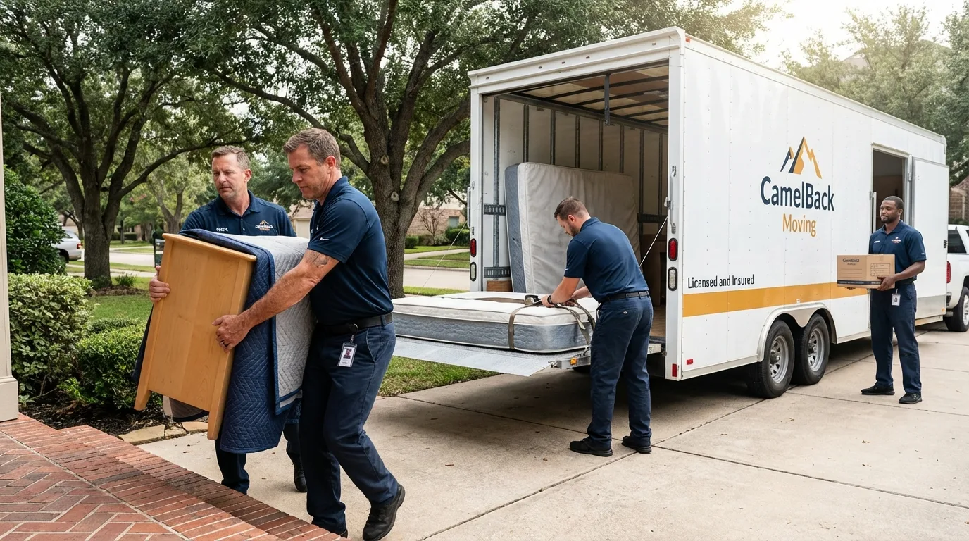 Crew loading residential truck for cross-state move from Shirley, MA